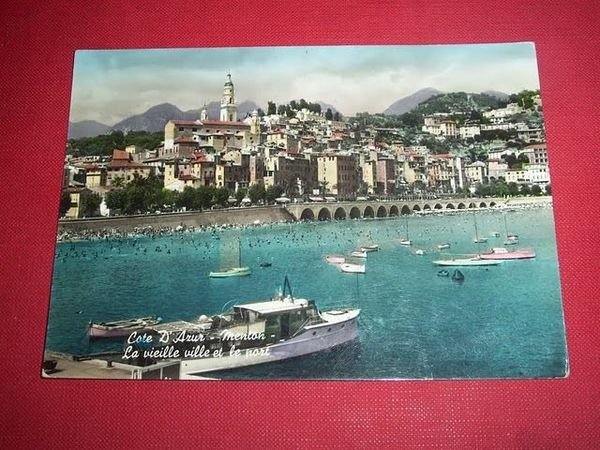 Cartolina Menton - La vieille ville et le port 1956 | Immagine principale