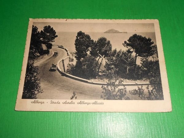 Cartolina Albenga - Strada Aurelia Albenga - Alassio 1949