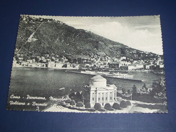 Cartolina Como - Panorama - Mausoleo Voltiano e Brunate 1959