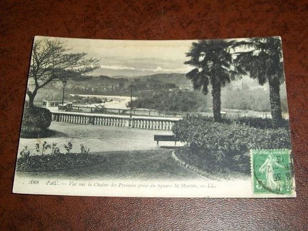 Cartolina Pau - Vue sur la Chaine des Pyrénées 1913