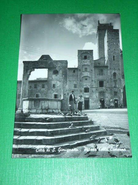 Cartolina Città di San Gimignano - Piazza della Cisterna 1955 …