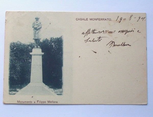 Cartolina Casale Monferrato - Monumento F. Mallana 1901