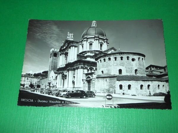 Cartolina Brescia - Duomo Vecchio e Nuovo 1956