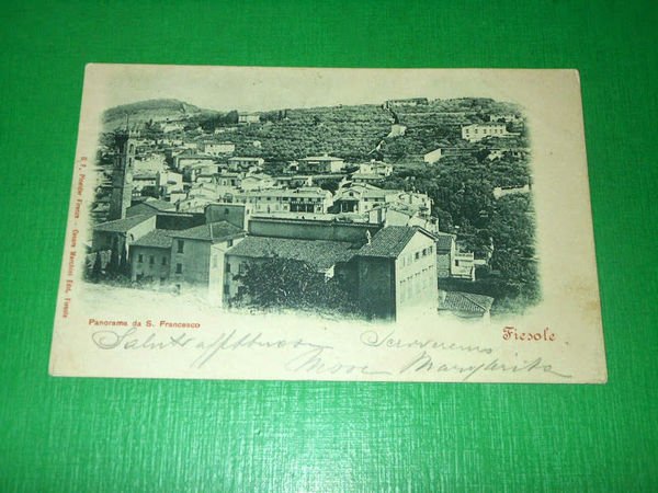 Cartolina Fiesole - Panorama da S. Francesco 1901.