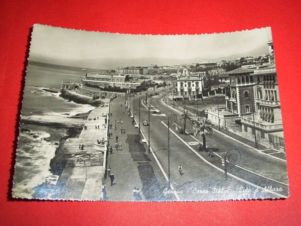 Cartolina Genova - Corso Italia - Lido d' Albaro 1950