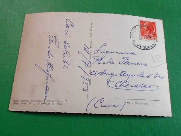 Cartolina Valle S. Nicolao - Villa Colongo 1955.