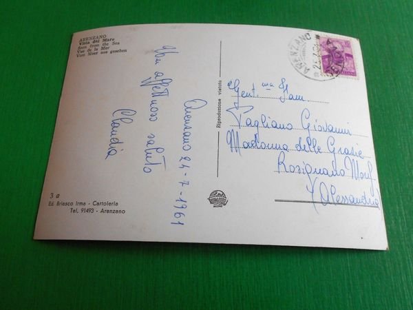 Cartolina Arenzano vista dal mare 1961
