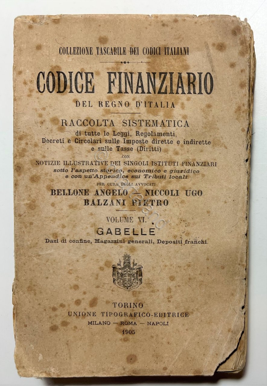 A. Bellone, U. Niccoli e P. Balzani - Codice Finanziario … | Immagine principale