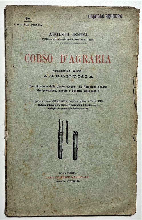 A. Jemina - Corso d'Agraria: Supplemento al Volume I Agronomia … | Immagine Gallery 1