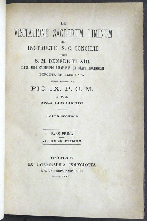 A. Lucidi - De Visitatione Sacrorum Liminum - Opera completa … | Immagine Gallery 2