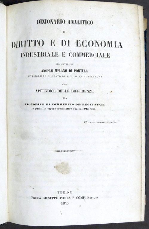 A. Melano di Portula - Dizionario analitico di diritto e …