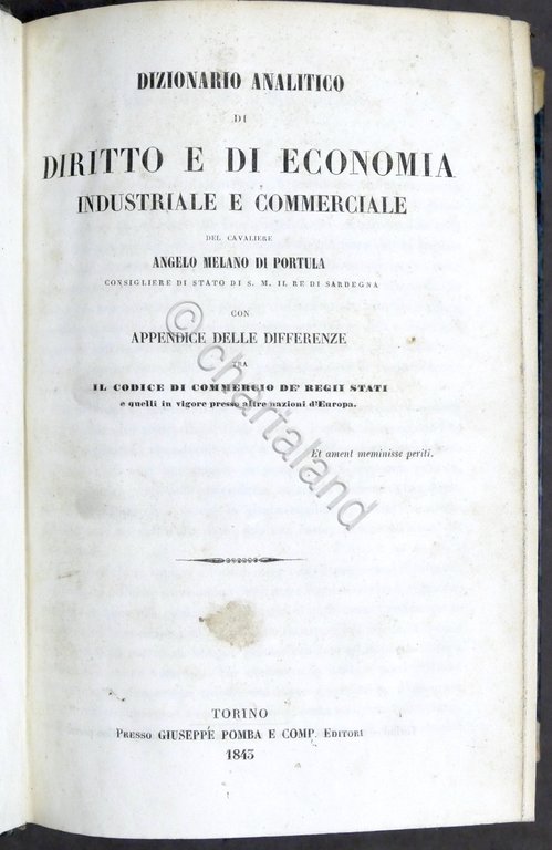 A. Melano di Portula - Dizionario analitico di diritto e …
