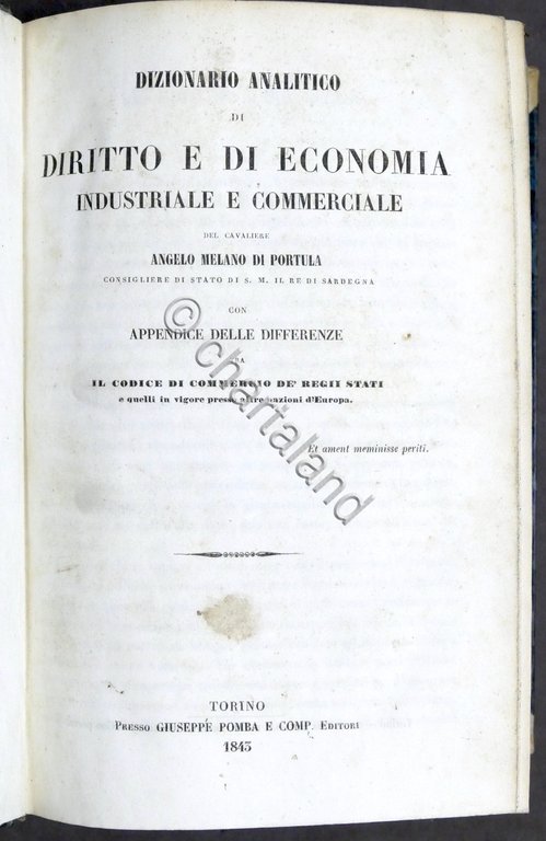 A. Melano di Portula - Dizionario analitico di diritto e …