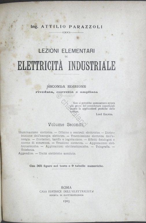 A. Parazzoli - Lezioni elementari di elettricità industriale - 1905