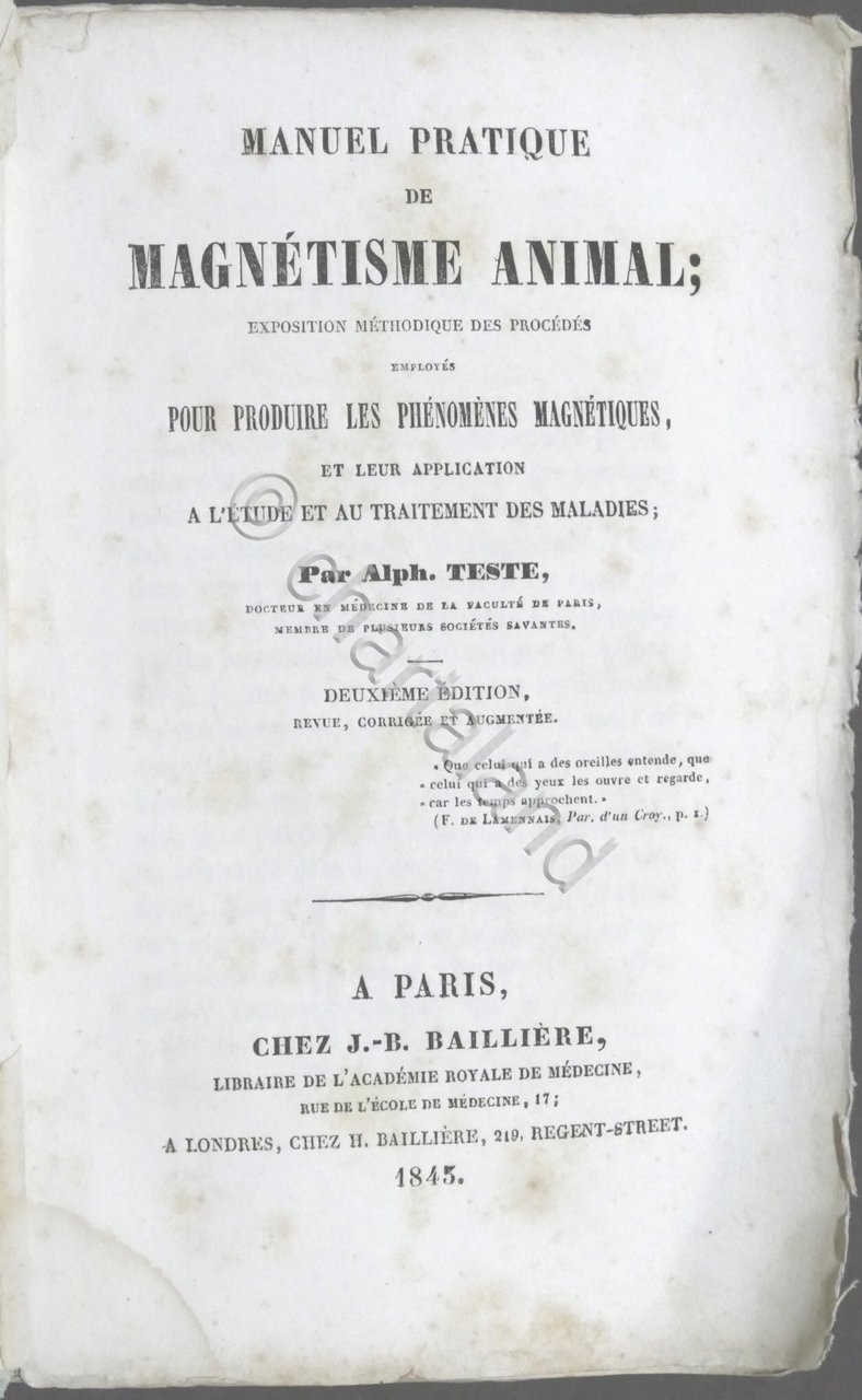 A. Teste - Manuel Pratique de Magnetisme Animal - ed. …