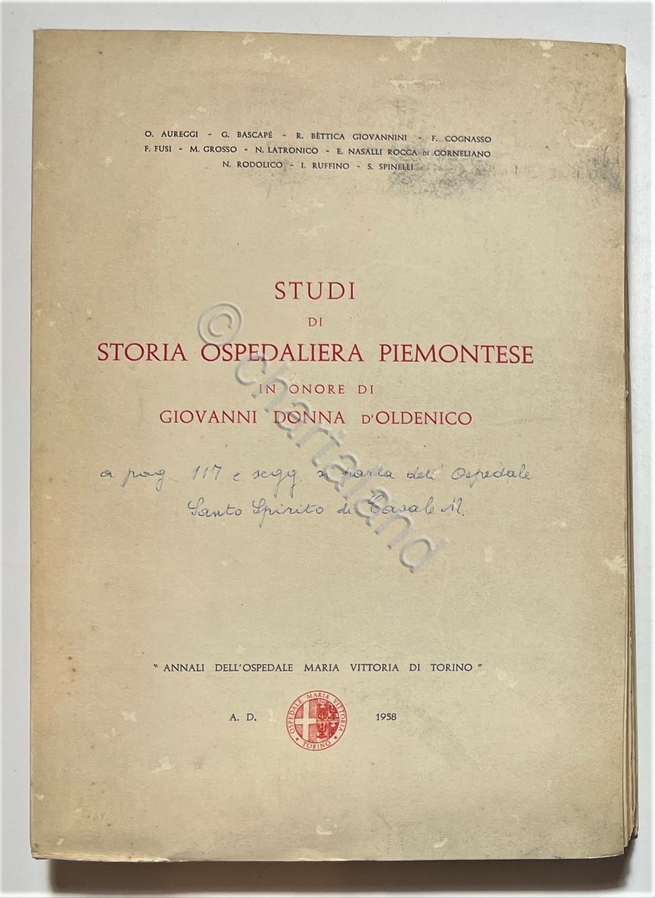 AA. VV. - Studi di Storia Ospedaliera Piemontese - ed. … | Immagine principale