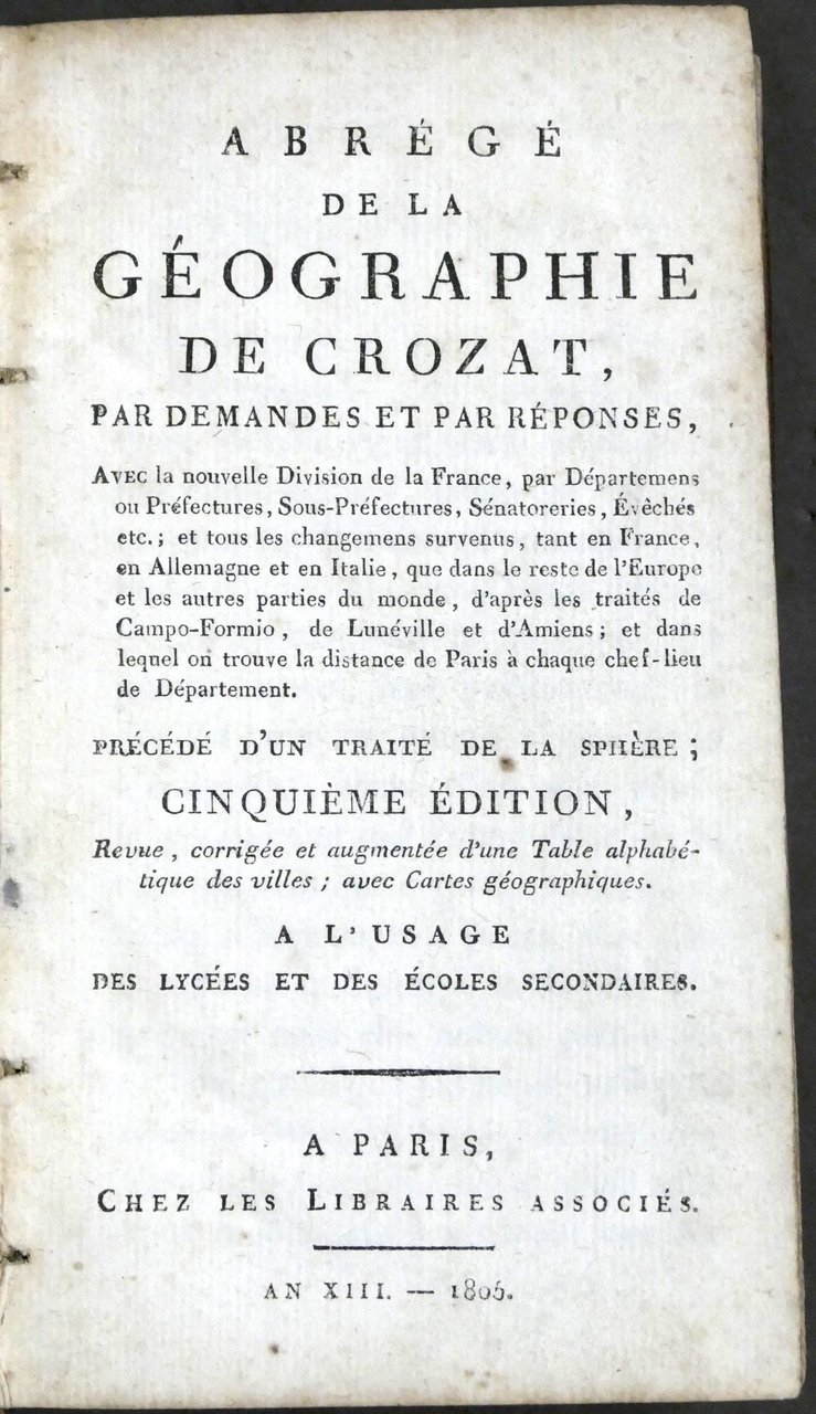 Abregé de la geographie de Crozat, par demandes et par …