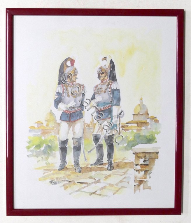 Acquerello originale di Paolo Lattanzi - Uniformi Carabinieri Reali Corazzieri | Immagine Gallery 2