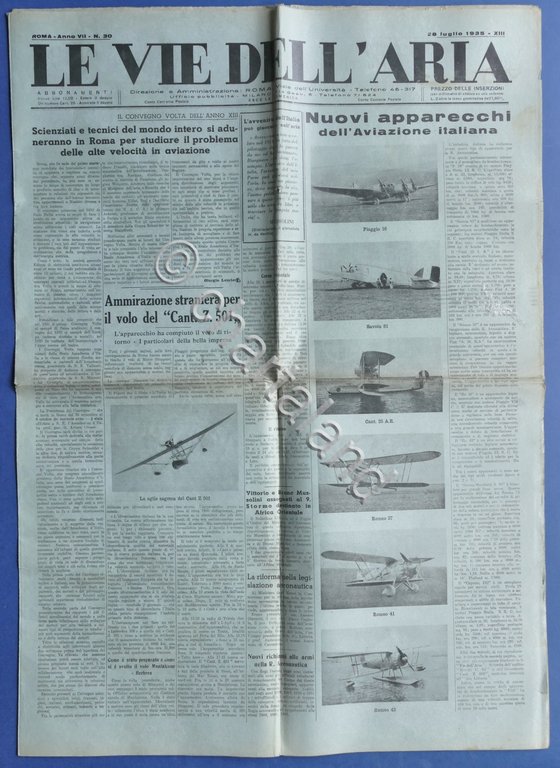 Aeronautica - Giornale d'epoca - Le Vie dell'Aria - N. …