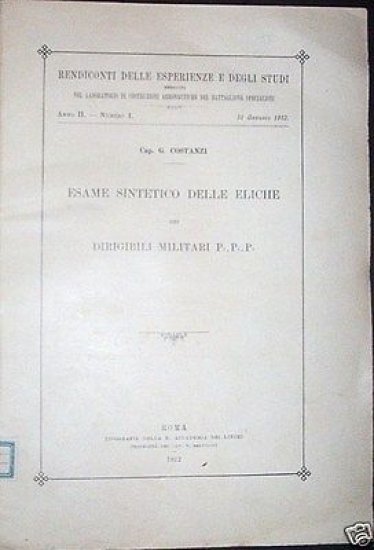 Aeronautica- Esame eliche dirigibili militari 1912 RARO | Immagine principale