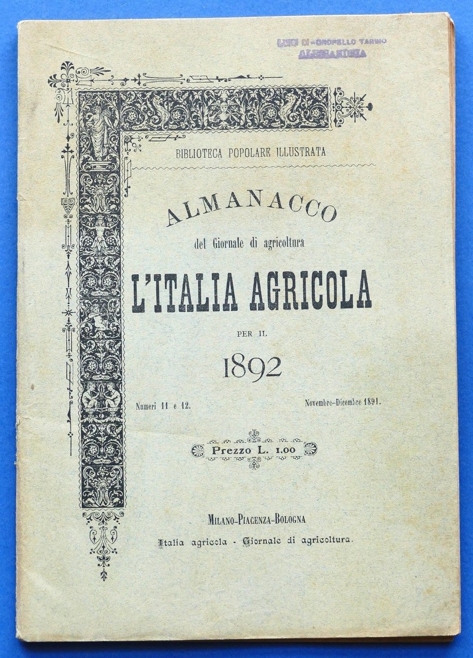 Agraria - Almanacco del Giornale d'agricoltura L'Italia agricola per l'anno … | Immagine principale