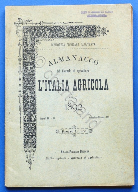 Agraria - Almanacco del Giornale d'agricoltura L'Italia agricola per l'anno … | Immagine Gallery 3