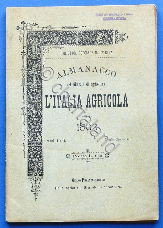 Agraria - Almanacco del Giornale d'agricoltura L'Italia agricola per l'anno … | Immagine Gallery 2