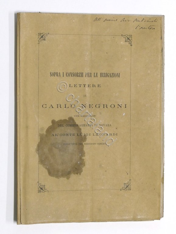 Agraria - Sopra i Consorzii per irrigazioni - Lettere di …