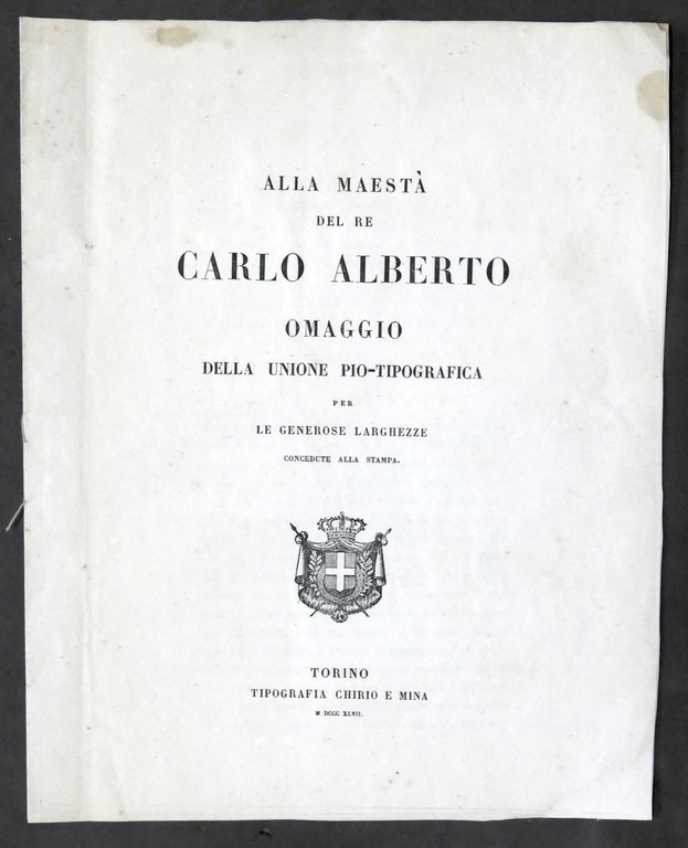 Al Re Carlo Alberto di Savoia - Omaggio della Unione … | Immagine Gallery 1