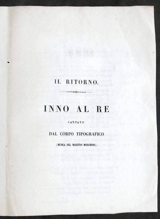 Al Re Carlo Alberto di Savoia - Omaggio della Unione …
