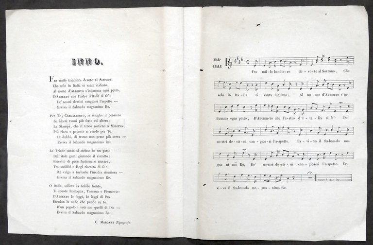 Al Re Carlo Alberto di Savoia - Omaggio della Unione …