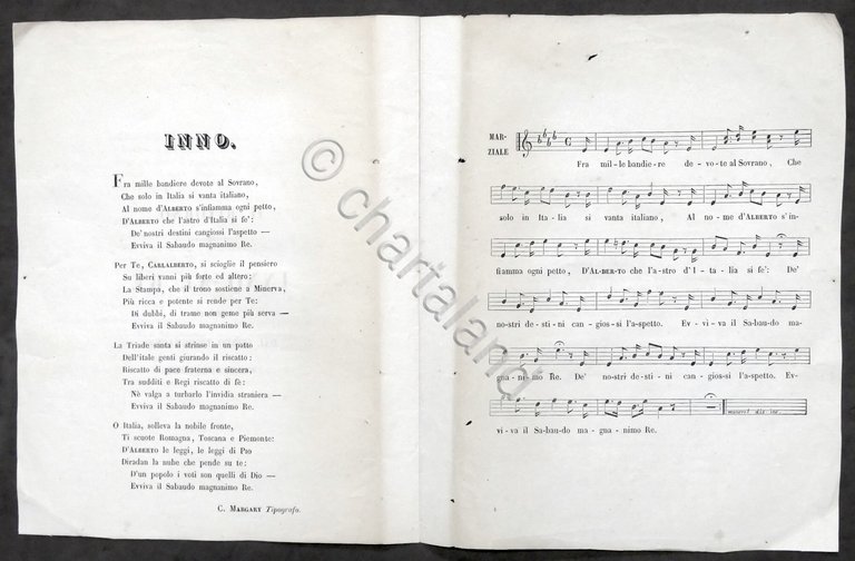 Al Re Carlo Alberto di Savoia - Omaggio della Unione …