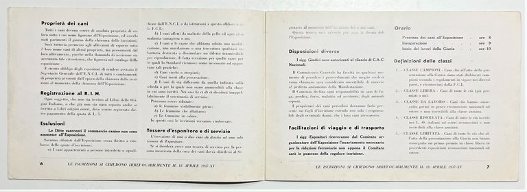 Alessandria, 6^ Esposizione Canina - 25 Aprile 1937 C. A. …