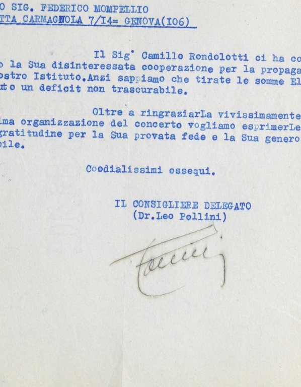 Alleanza Naz. del Libro - Autografo Leo Pollini su lettera … | Immagine Gallery 3