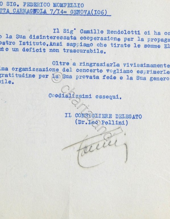 Alleanza Naz. del Libro - Autografo Leo Pollini su lettera … | Immagine Gallery 2