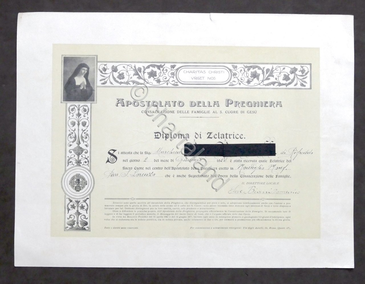 Apostolato della Preghiera - Diploma di Zelatrice - Montiglio Monferrato …