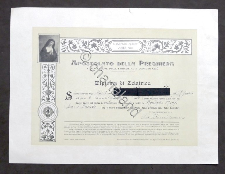 Apostolato della Preghiera - Diploma di Zelatrice - Montiglio Monferrato …