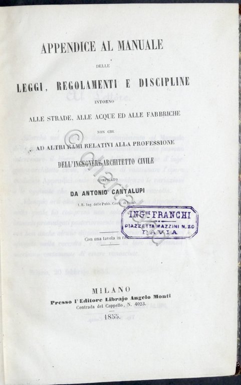 Appendice al manuale delle leggi intorno a strade acque e …