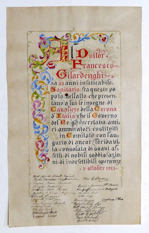 Attestato Cavaliere della Corona d'Italia - Meriti sanitari - 1913 | Immagine Gallery 1