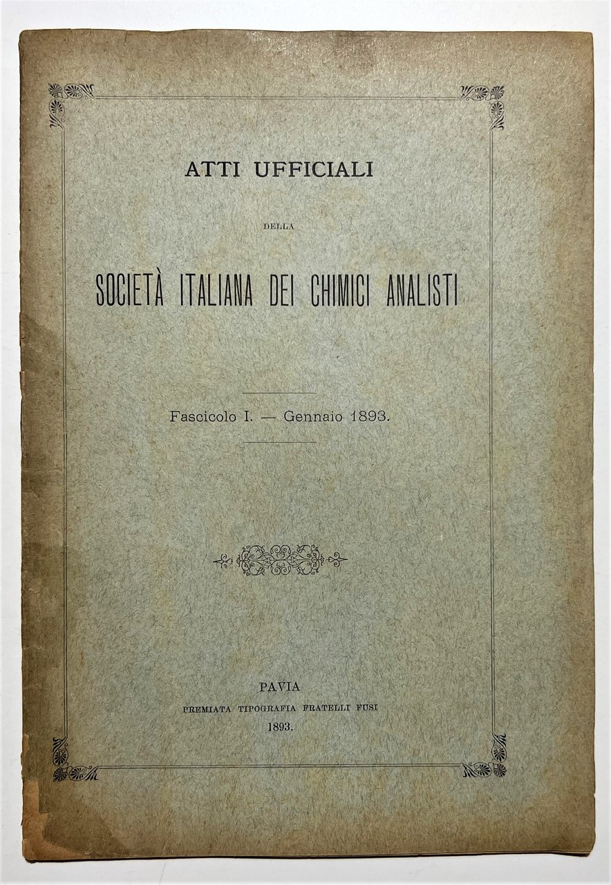 Atti Ufficiali della Società Italiana dei Chimici Analisti - Fascicolo …