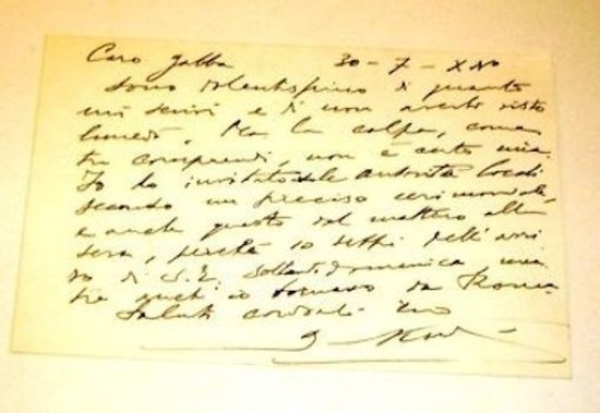 Autografo Biglietto Guido Pesenti Podestà Milano 1936 | Immagine principale