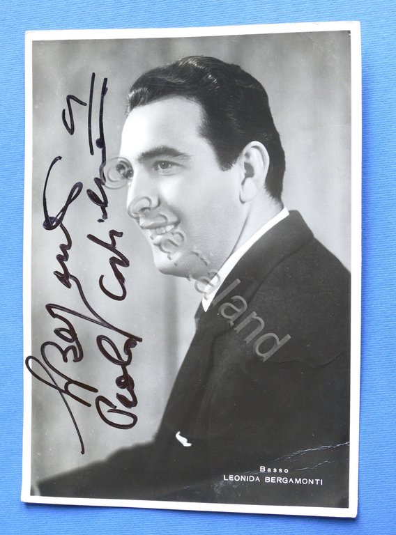 Autografo del cantante lirico basso Leonida Bergamonti - anni '60