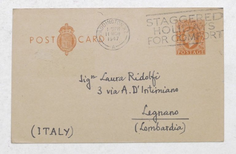 Autografo del critico letterario Emilio Cecchi su cartolina - 1947