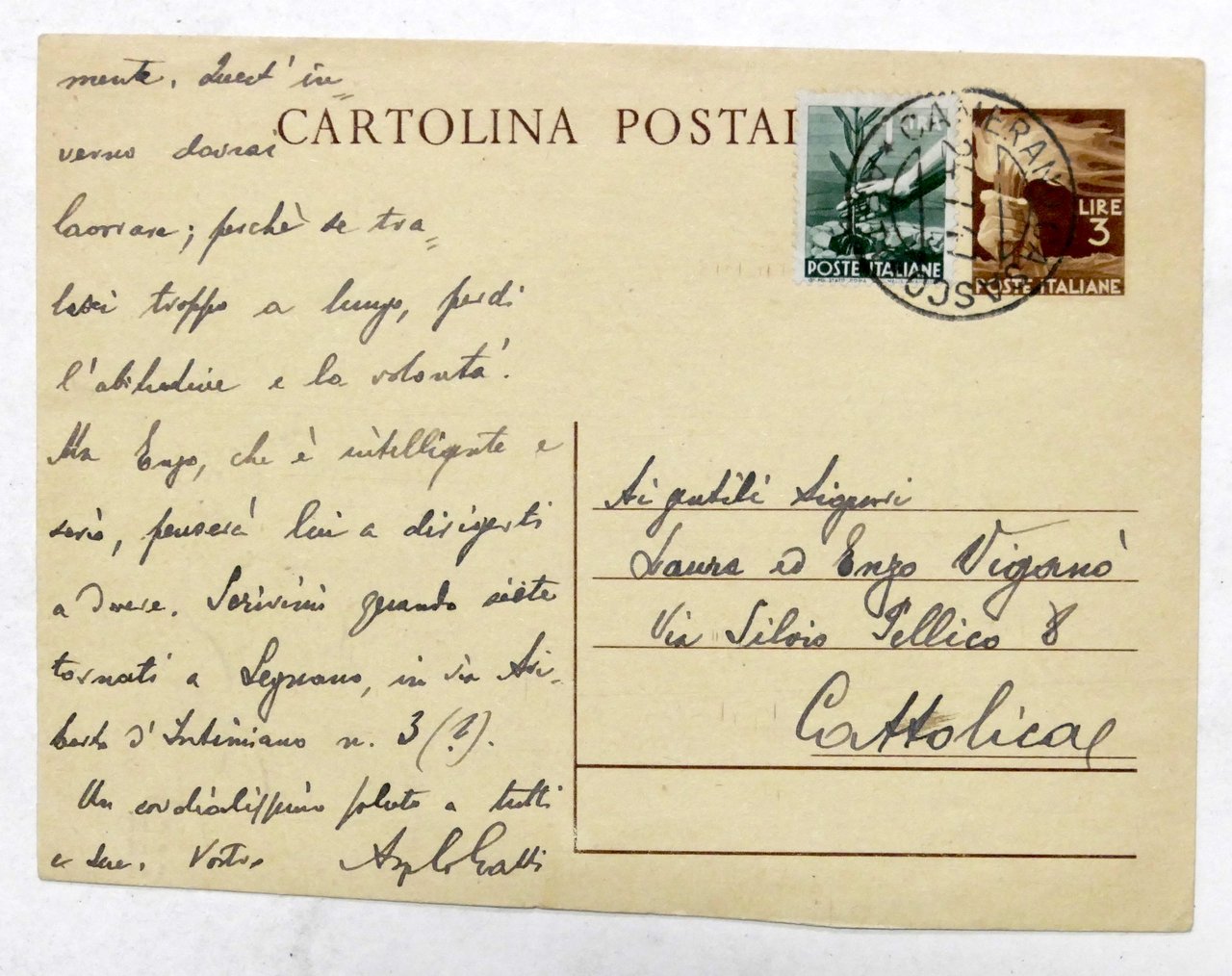 Autografo del generale e romanziere Angelo Gatti su cartolina postale … | Immagine principale