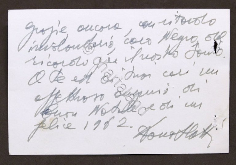 Autografo di Carlo Donat-Cattin su biglietto d'auguri - 1962