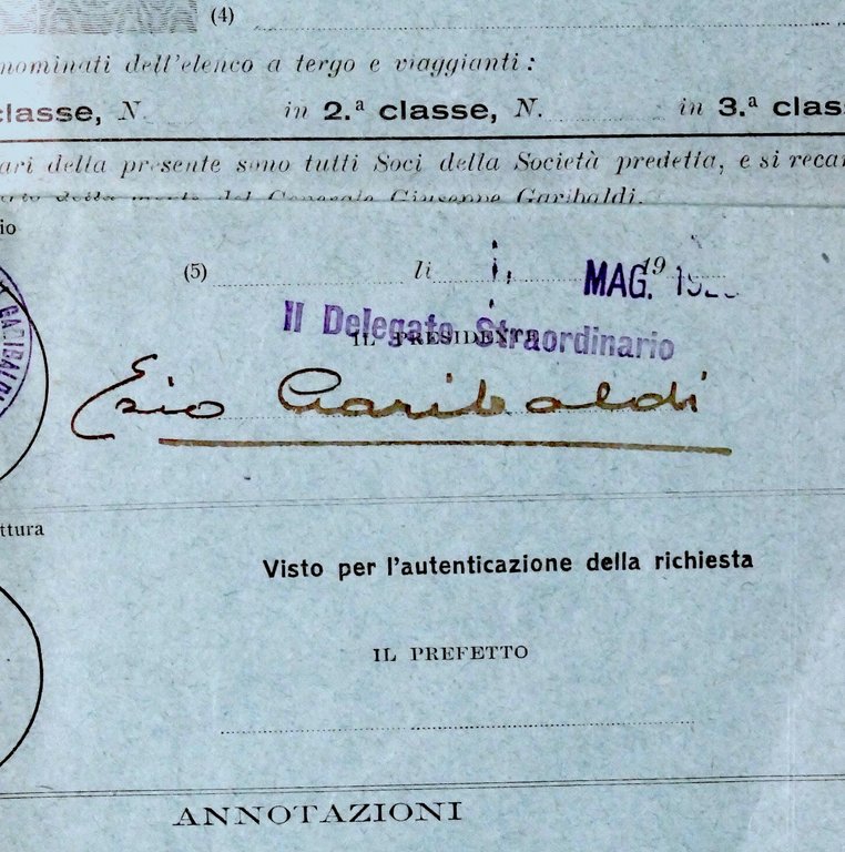 Autografo di Ezio Garibaldi su modulo richiesta viaggio in treno … | Immagine Gallery 2