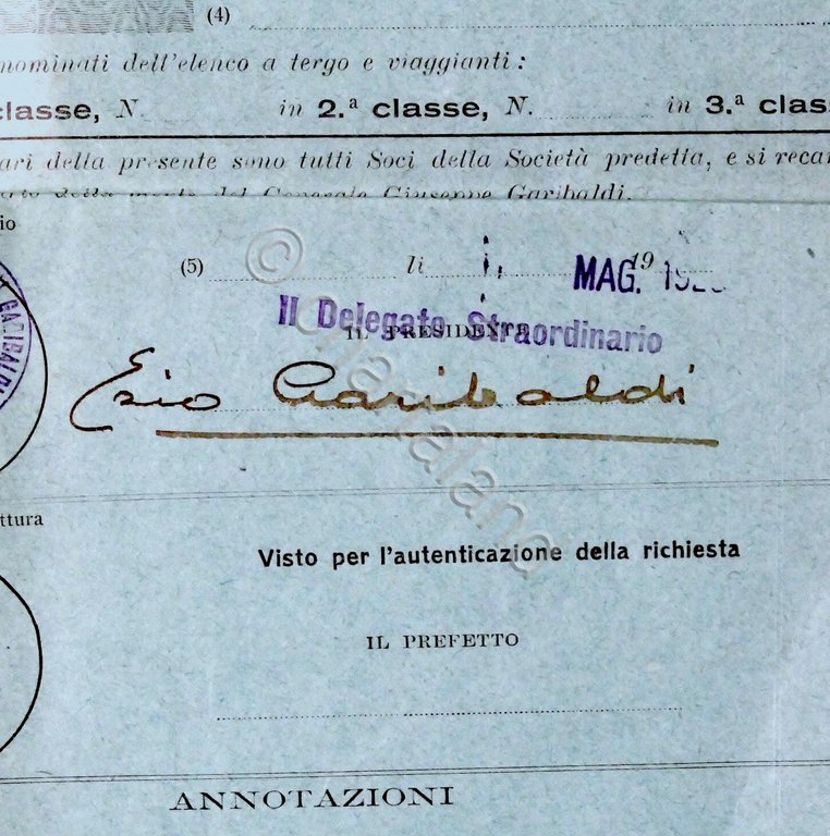 Autografo di Ezio Garibaldi su modulo richiesta viaggio in treno … | Immagine Gallery 4