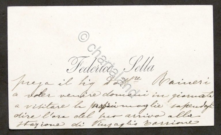 Autografo di Federico Sella su biglietto da visita - 1890 …