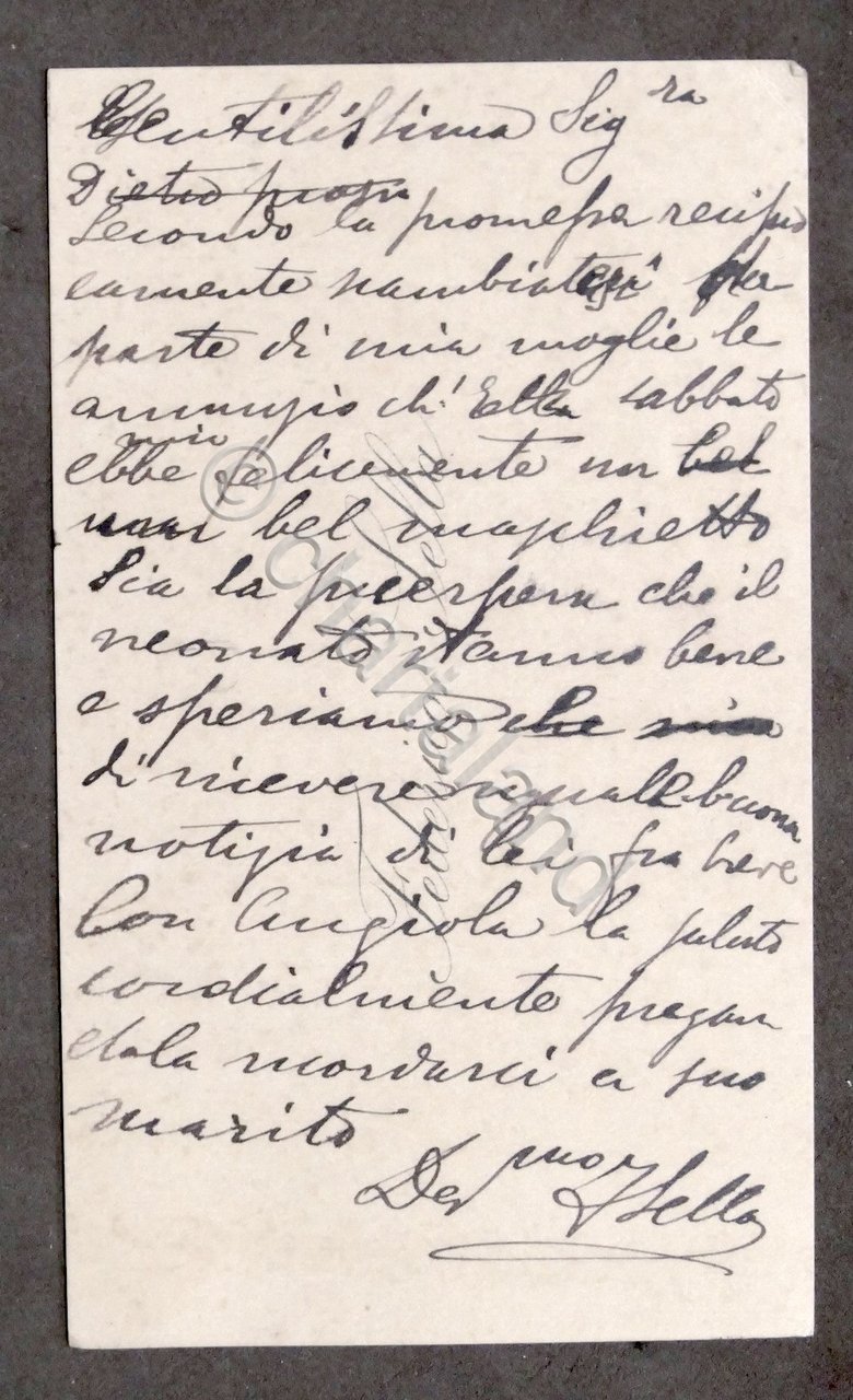 Autografo di Federico Sella su biglietto da visita - 1895 …