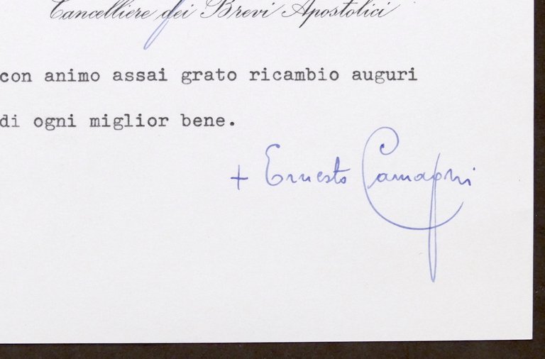 Autografo di Mons. Ernesto Camagni vescovo di Suava - 1965